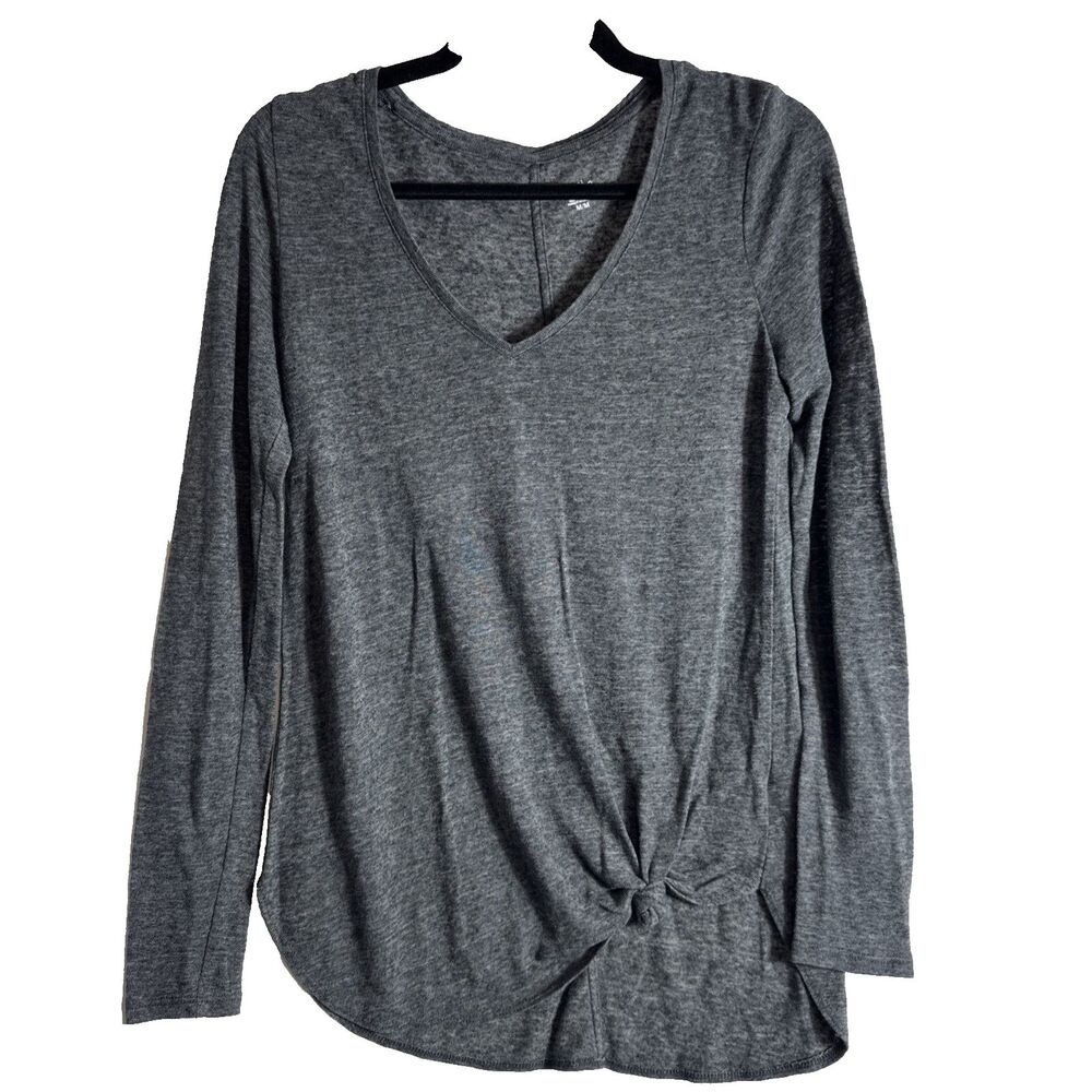 Mossimo Long Sleeve Maternity T-Shirt Womens M Grey Lightweight Linen/Poly Blend